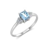 9ct White Gold Fancy Cluster Diamond Blue Topaz Ring (BT0.61) 0.06 Carats