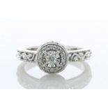 10ct White Gold Oval Cluster Claw Set Diamond Ring 0.20 Carats