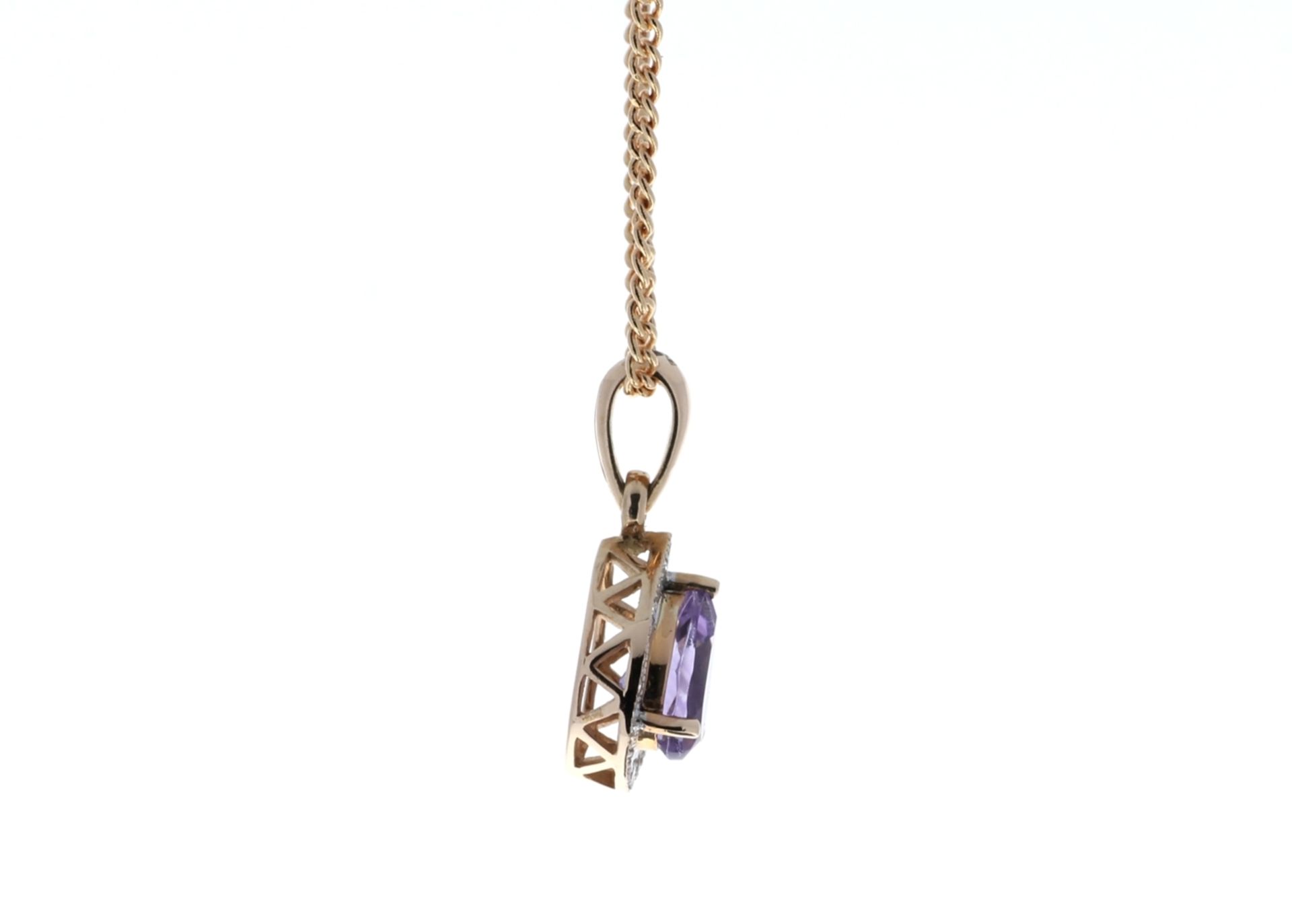 9ct Rose Gold Amethyst and Diamond Pendant (A0.61) 0.11 Carats - Image 3 of 5