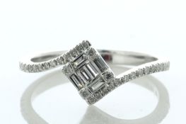 14ct White Gold Twist Top Cluster Diamond Ring 0.30 Carats