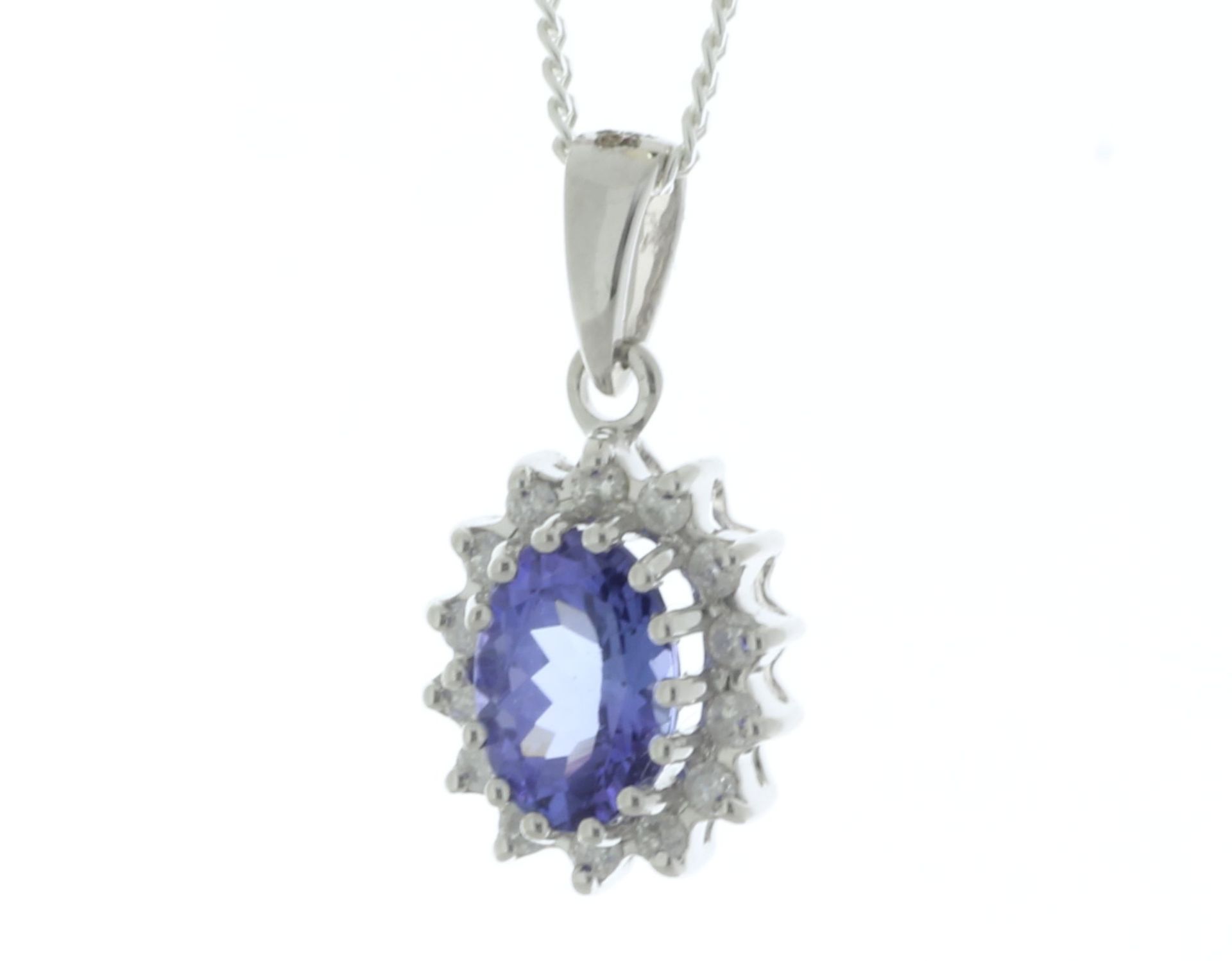 9ct White Gold Diamond and Tanzanite Pendant (T0.84) 0.14 Carats - Image 2 of 3