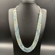 Natural Brazilian Multi Color Aquamarine Necklace. Indian Style Faceted Beads Necklace