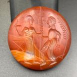 Wonderful Near Eastern Antique Carnelian Agate Hand Carved Bead Pendant