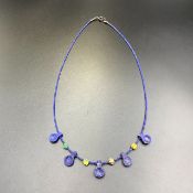 BDP-66, Elegant Antique Carved Lapis Lazuli & Roman Glass Beads Necklace