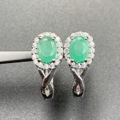 Beautiful Natural Green Emerald With 925 Silver Earrings. AWIP-10