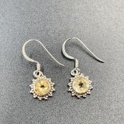 Excellent Natural Citrine With 925 Silver Earrings