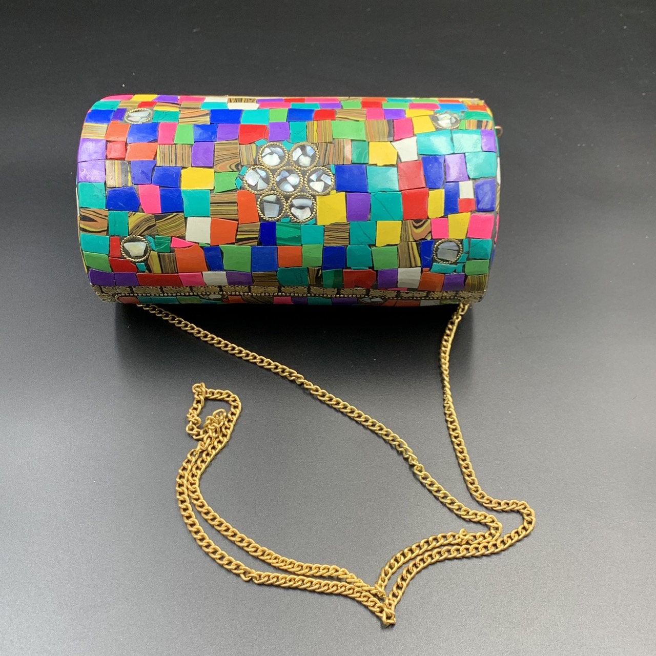 LPBR= 593, Wonderful Handmade Nepalese Multi Colour Howalite Stones With Brass Purse/Hand Bag - Image 3 of 8
