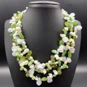 Stunning Fresh Water Pearls With Glass Beads Fashion Necklace.