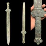 Incredible Rare Handcrafted Art Antique Asian Wonderful Bronze Sword