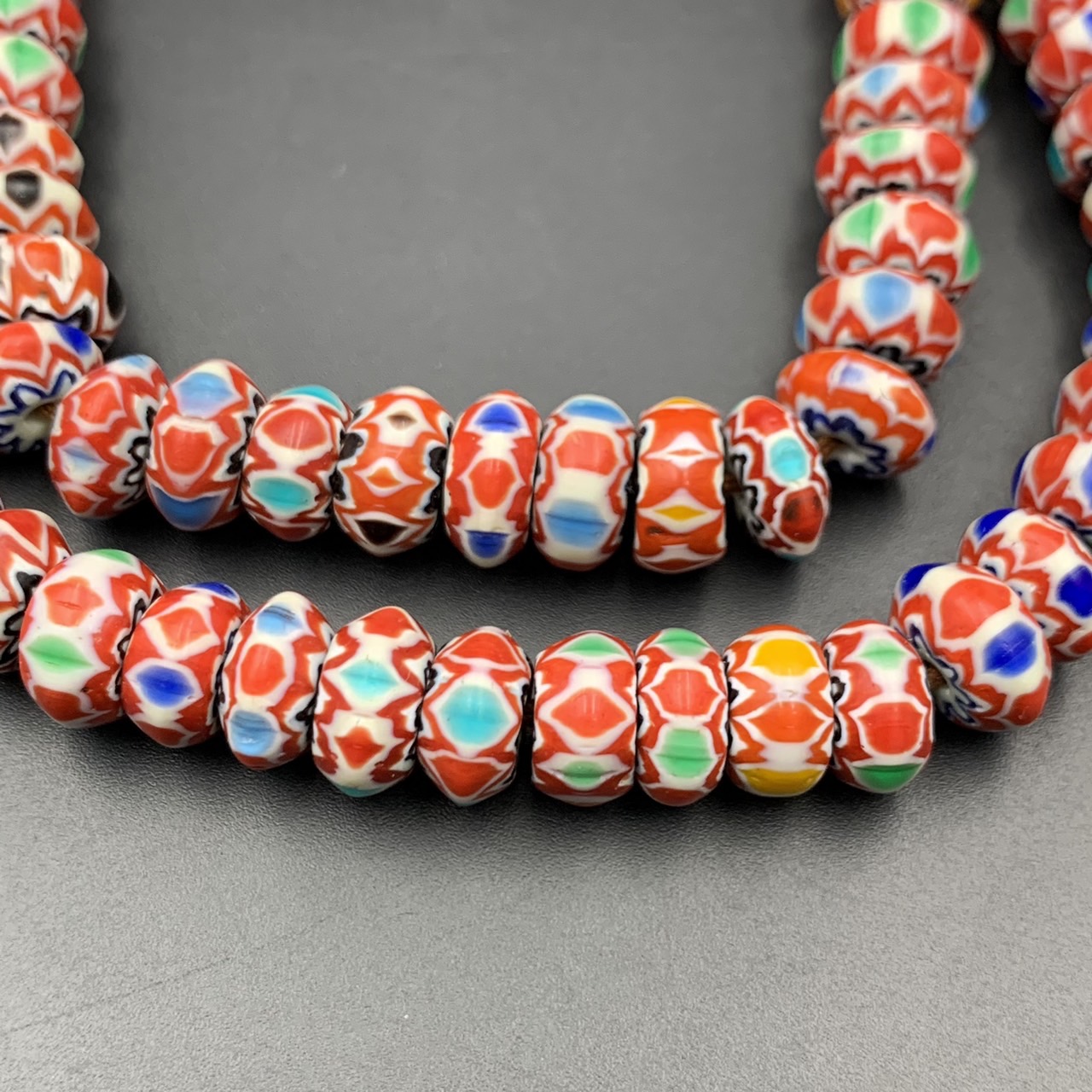 Wonderful Tiny Vintage Chevron Trade African Glass Beads Strand, LPBR-0311 - Image 6 of 11
