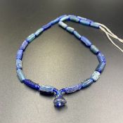 RB-909, Unique Ancient Blue Roman Glass Antique Beads Strand.