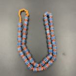 Vintage Chevron Trade African Glass Beads Strand, For Jewelry & Collection, LPBR-0300