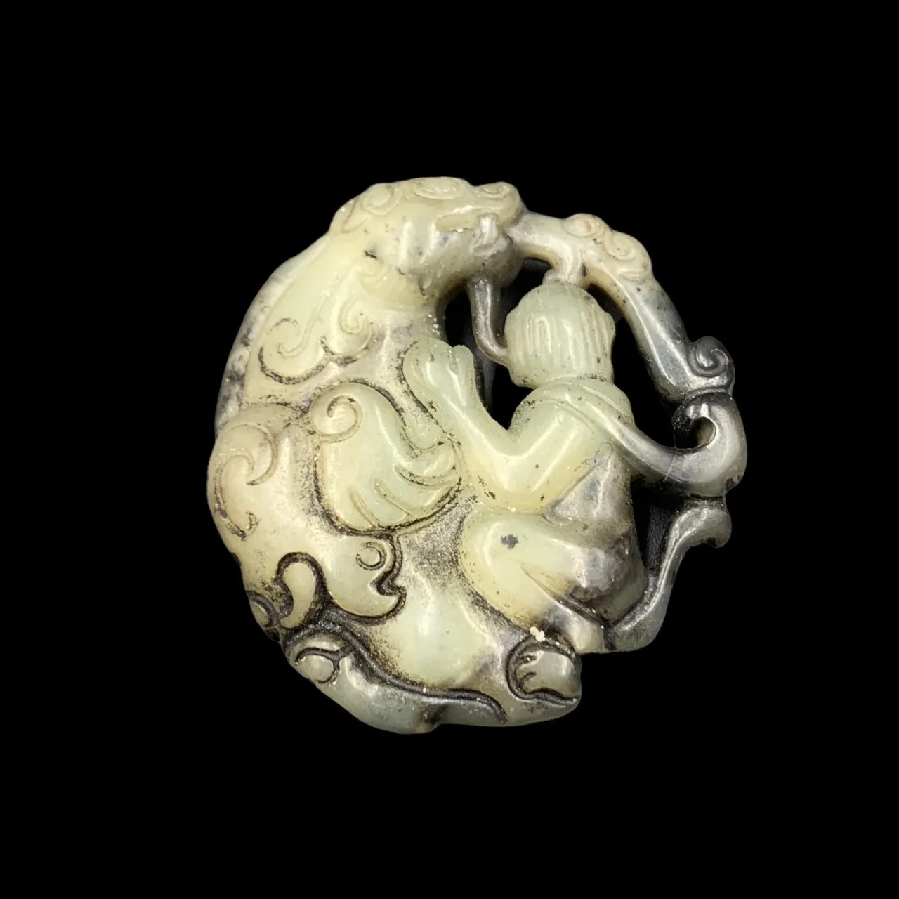 Antique Hand Carved Jade Statue Pendant. Ancient Jade, - Image 2 of 4
