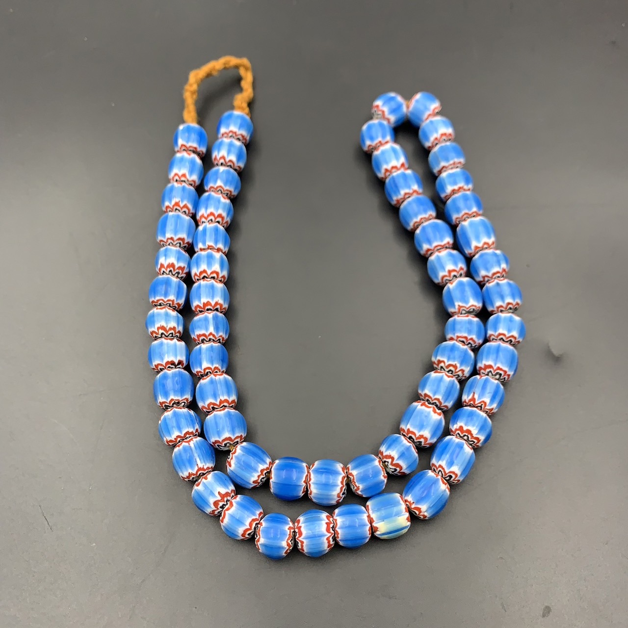 Awesome Sky Blue Vintage Chevron Trade Glass Beads Strand, African Glass Beads, LPBR-0319 - Image 3 of 7