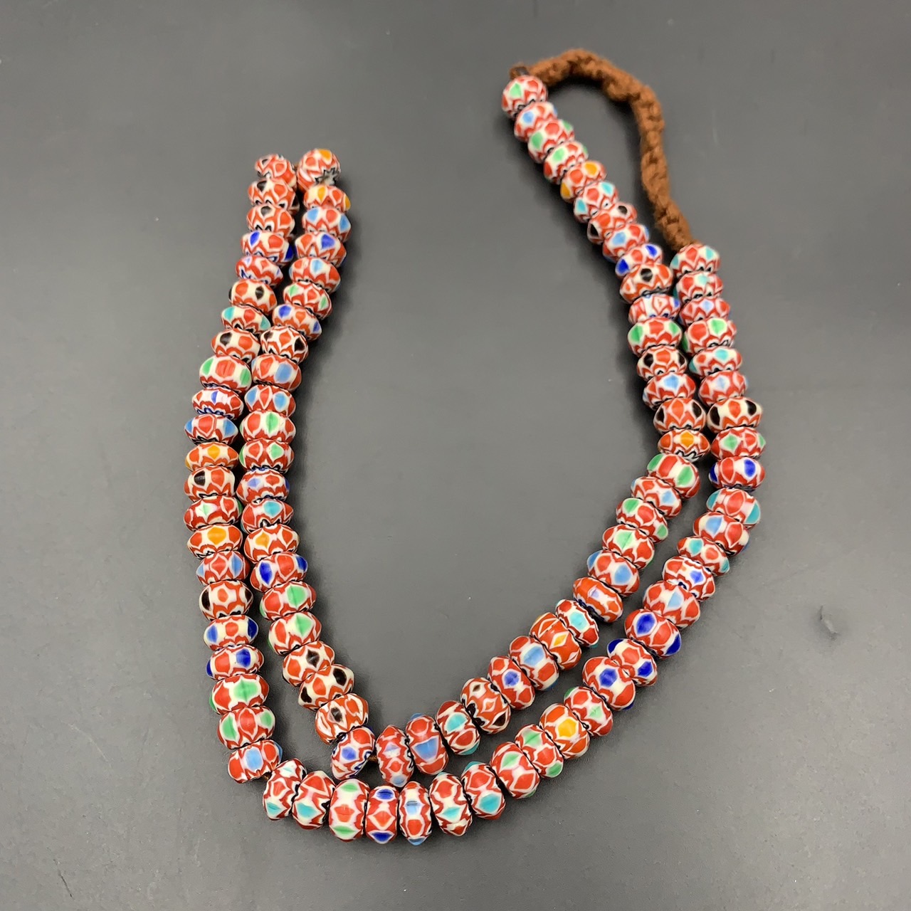 Wonderful Tiny Vintage Chevron Trade African Glass Beads Strand, LPBR-0311 - Image 9 of 11