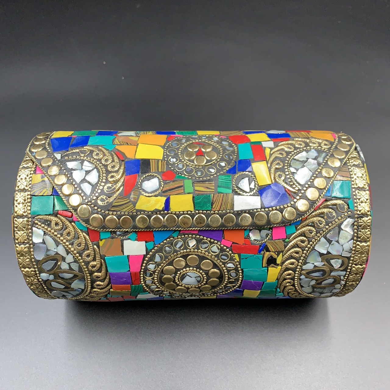 LPBR= 593, Wonderful Handmade Nepalese Multi Colour Howalite Stones With Brass Purse/Hand Bag - Image 8 of 8