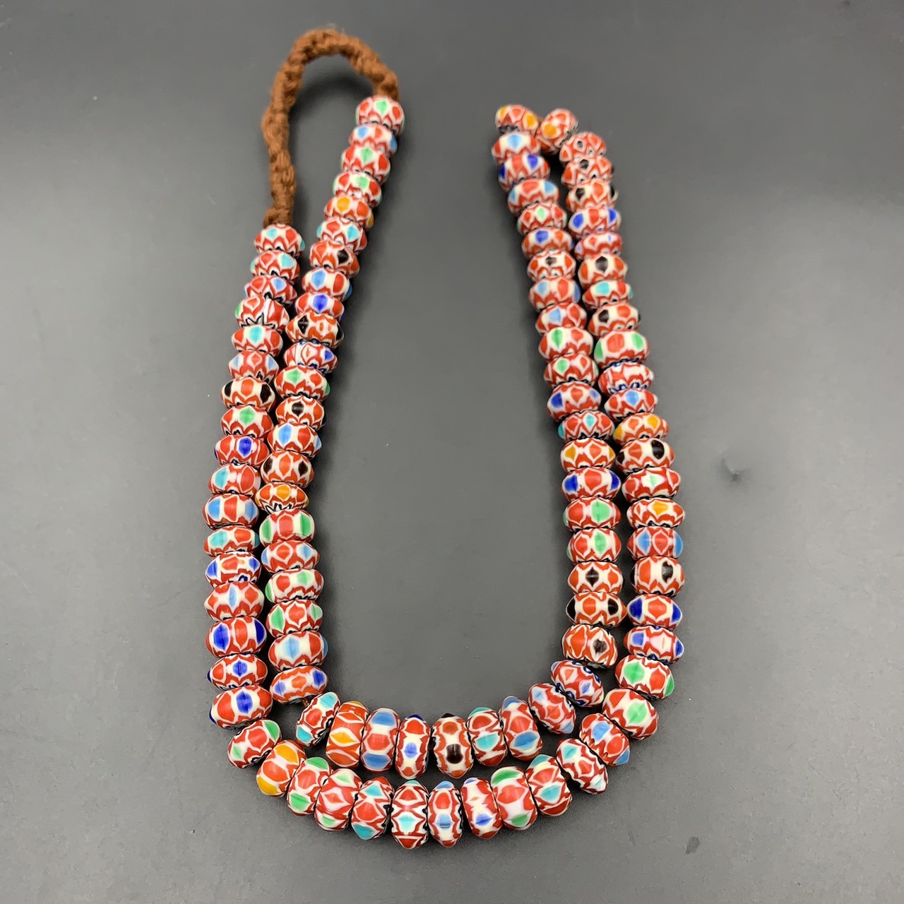 Wonderful Tiny Vintage Chevron Trade African Glass Beads Strand, LPBR-0311 - Image 2 of 11