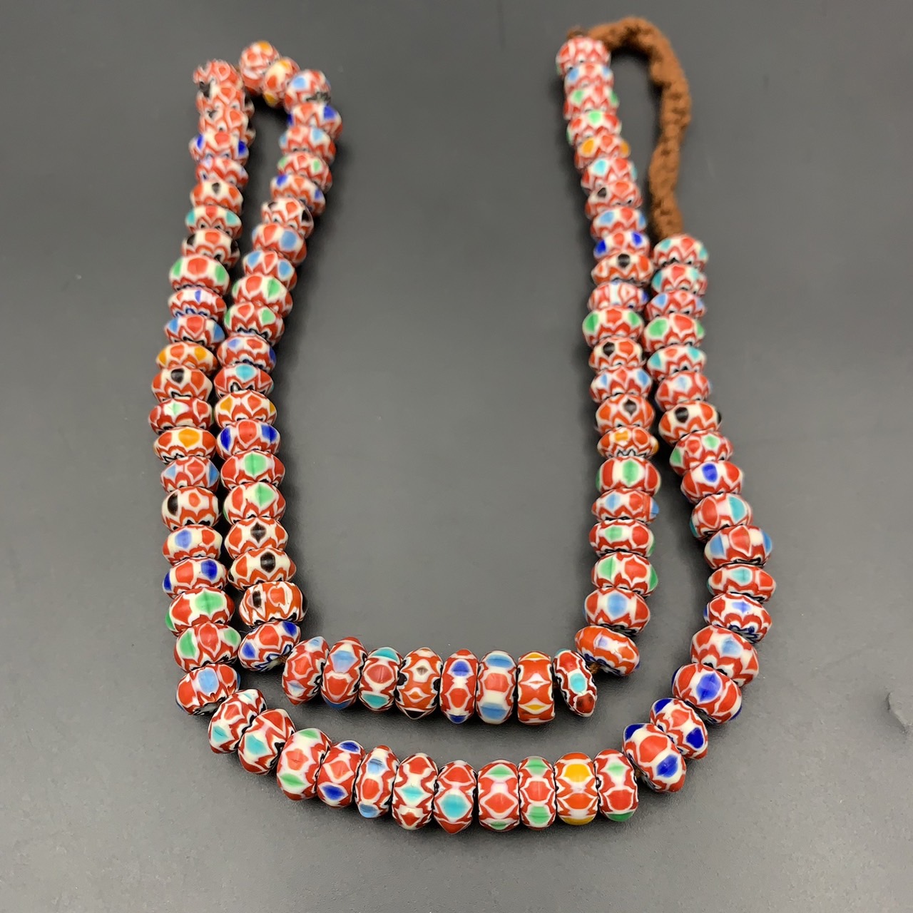 Wonderful Tiny Vintage Chevron Trade African Glass Beads Strand, LPBR-0311 - Image 8 of 11
