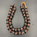Vintage Black Chevron Trade African Glass Beads Strand, Awesome Glass Beads, LPBR-0707