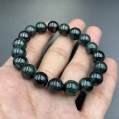 DKR-43, Natural Dark Green Jade Beads Bracelet