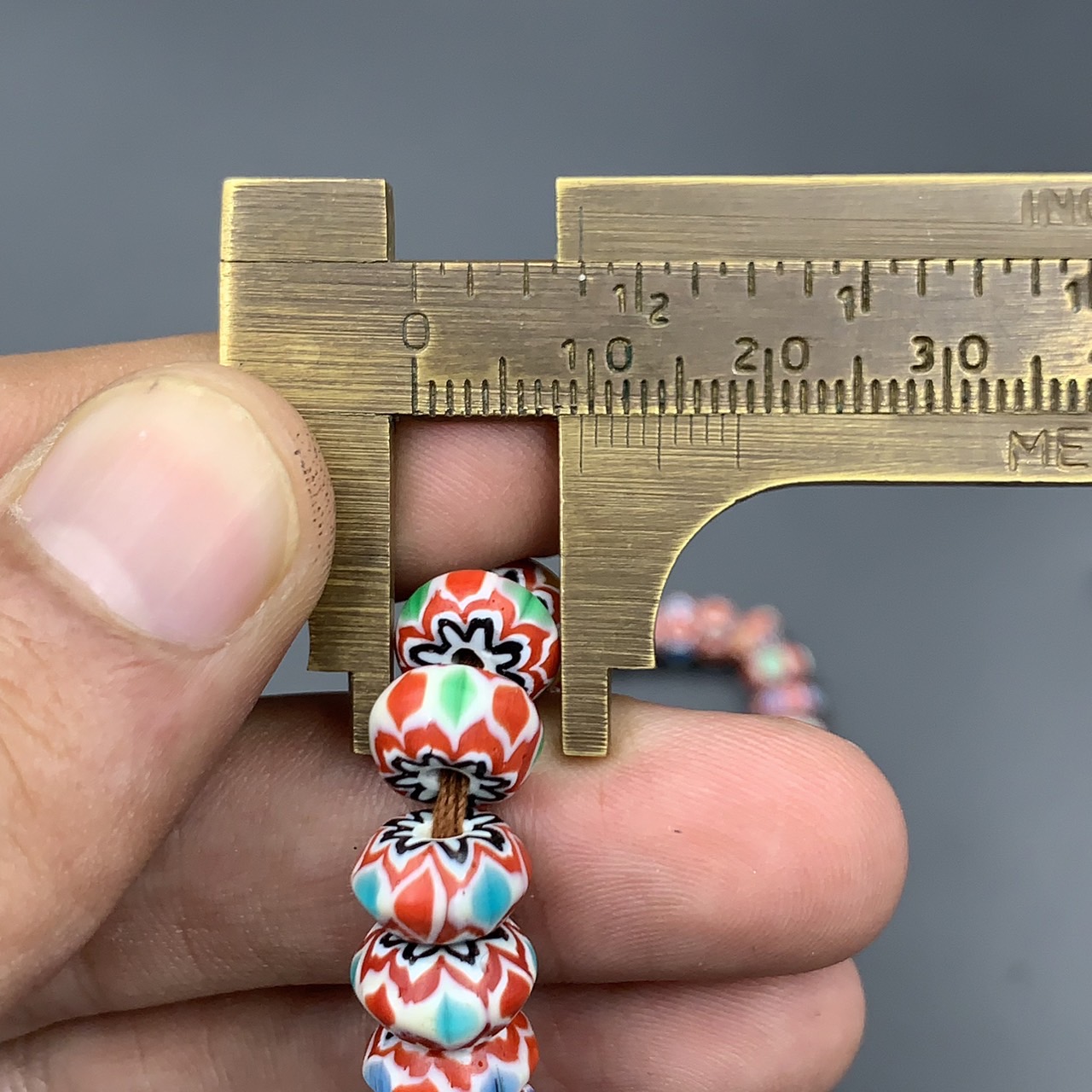 Wonderful Tiny Vintage Chevron Trade African Glass Beads Strand, LPBR-0311 - Image 3 of 11