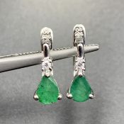 Awesome Stunning Natural Green Emerald & 925 Silver Earrings. VCS-6