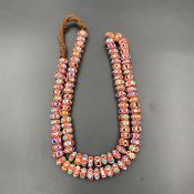 Wonderful Tiny Vintage Chevron Trade African Glass Beads Strand, LPBR-0311