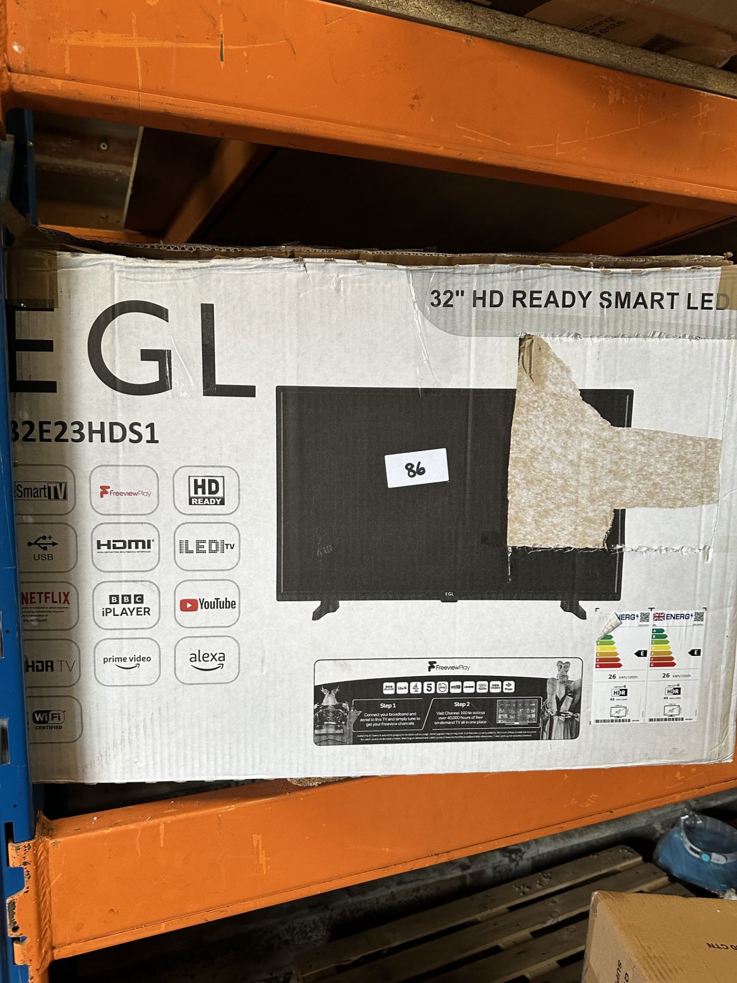 EGL HD Ready Smart LED TV 32". RRP £200 - Grade U