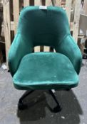 Green Velvet Office Chair. RRP £80 - Grade U