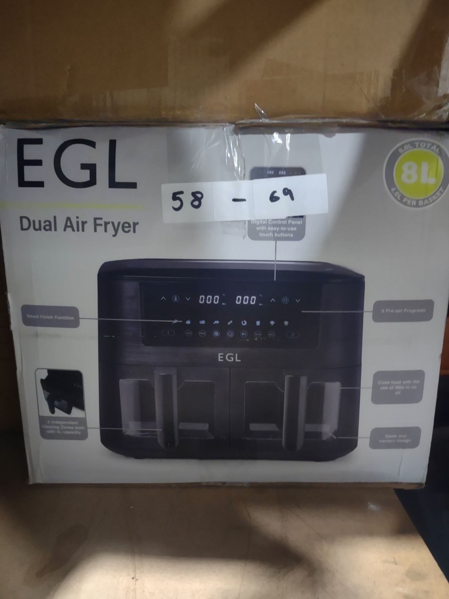 EGL Dual Drawer Airfryer. RRP £70 - Grade U