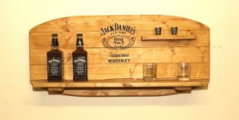 Rustic Jack Daniel's Long Barrel Wall Mounted Bottle Holder - Hand Made