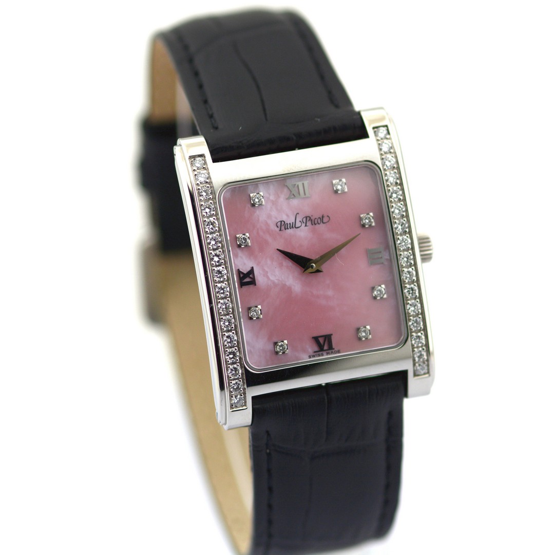 Paul Picot / 4079 Diamond Dial Diamond Case Mother of Pearl - Lady's Steel Wristwatch - Bild 5 aus 12