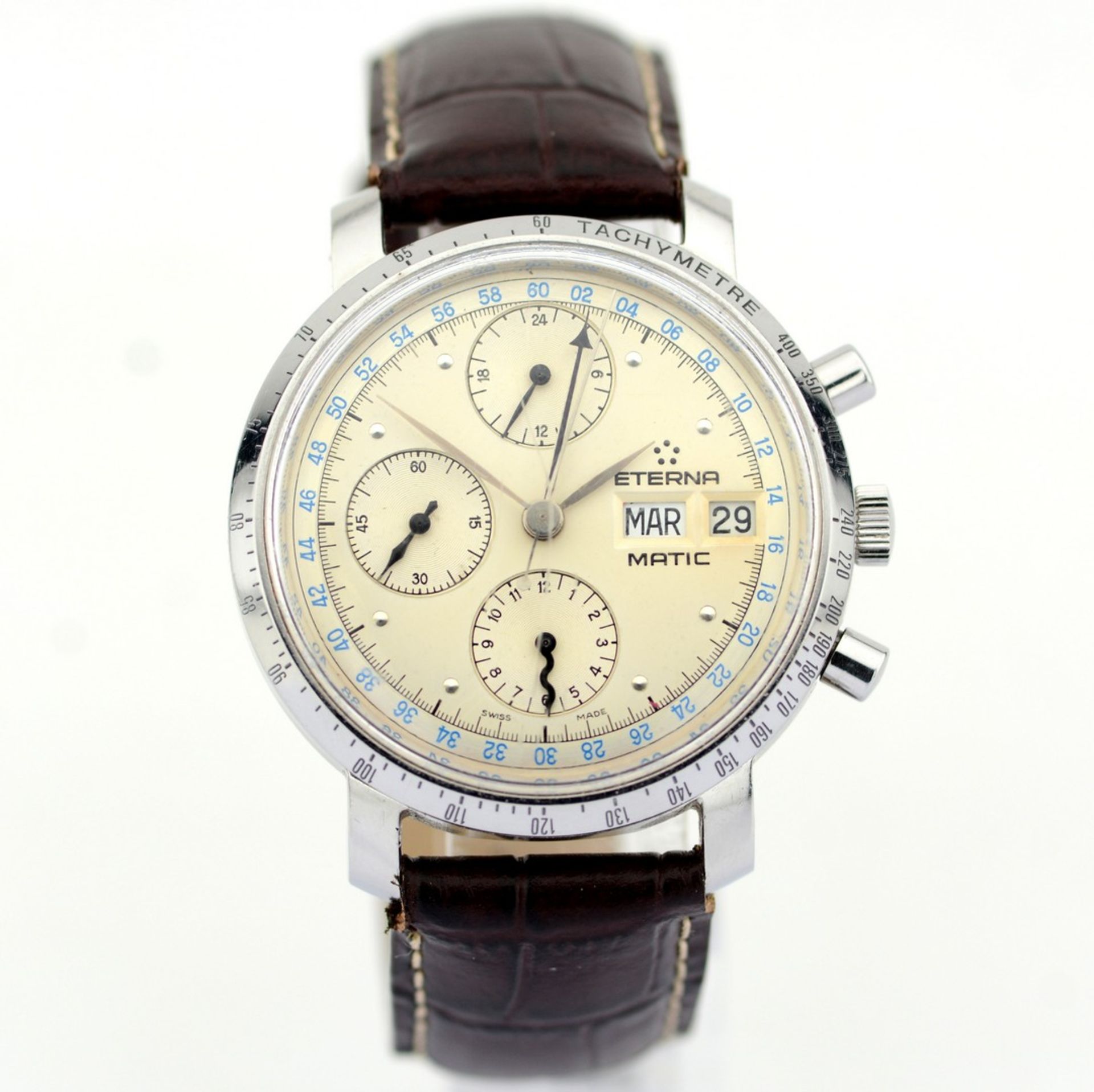 Eterna-Matic / Vintage Chronograph Automatic Day - Date - Gentlemen's Steel Wristwatch - Image 3 of 10