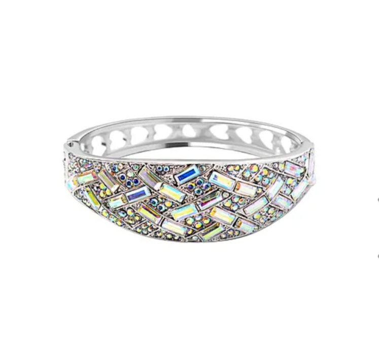 New! Simulated Mercury Mystic Topaz and White Austrian Crystal Bangle - Image 2 of 2