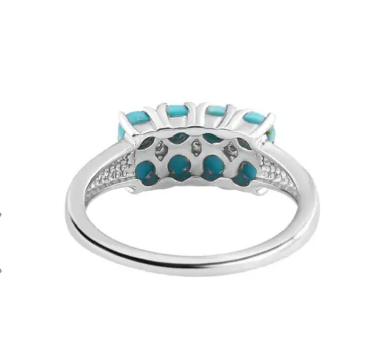 New! Arizona Sleeping Beauty Turquoise and Natural Cambodian Zircon Ring - Image 4 of 4