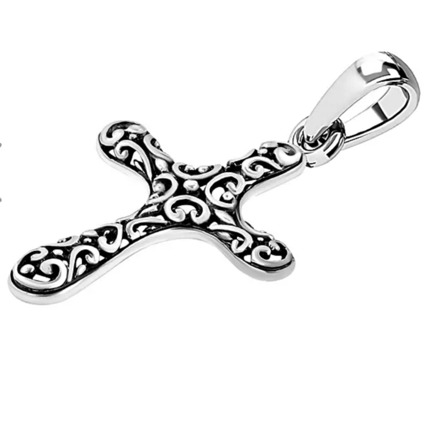 New! Royal Bali Collection - Sterling Silver Cross Pendant - Image 4 of 5