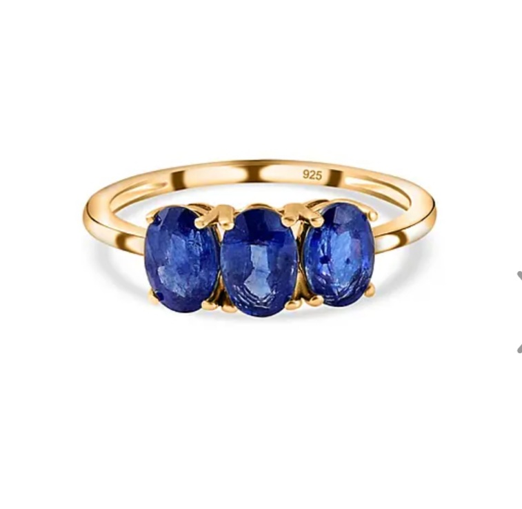 New! Masoala Sapphire (FF) Trilogy Ring in 18K Vermeil Yellow Gold Plated Sterling Silver - Image 3 of 5