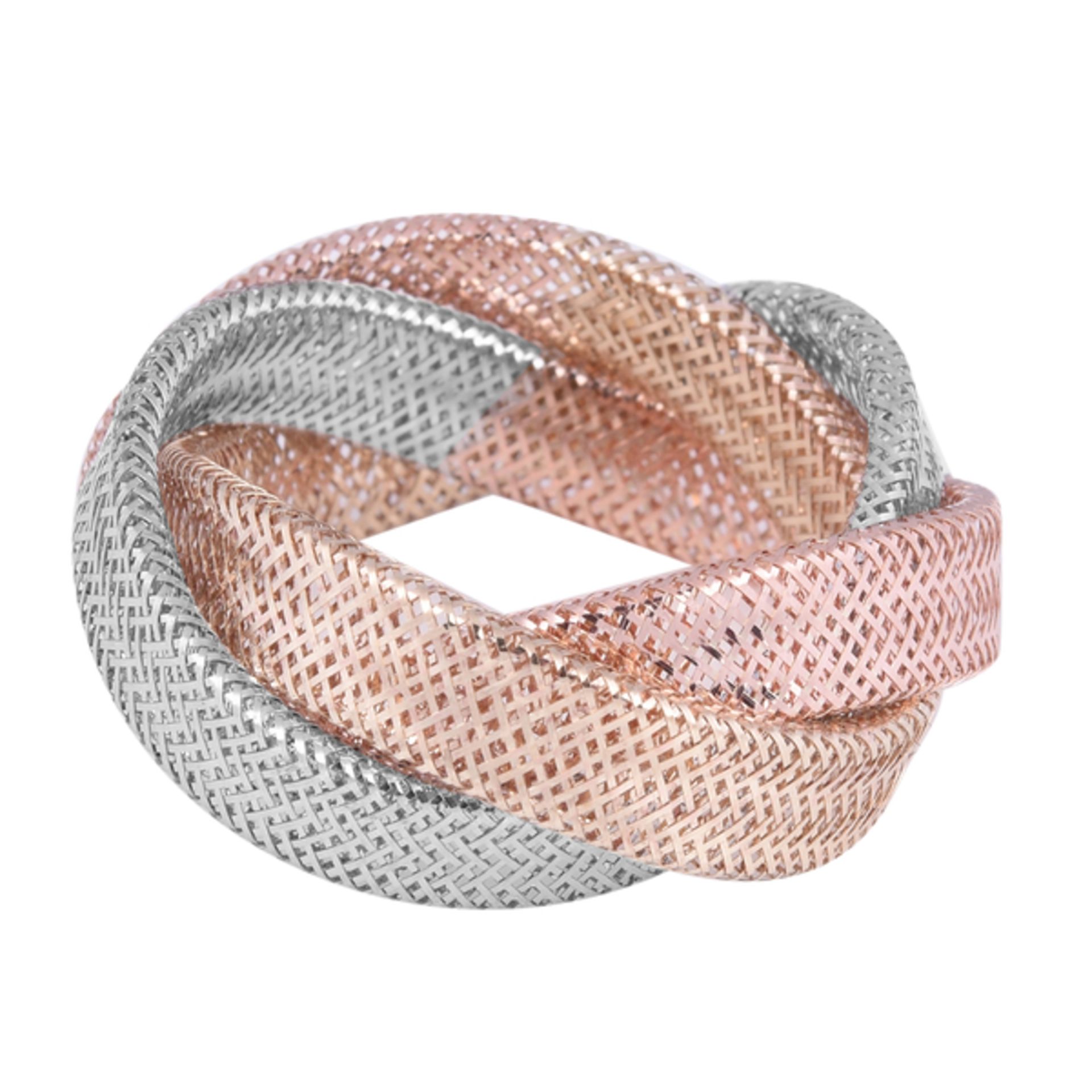 New! Maestro Collection - 9K Tricolour Gold Stretchable Mesh Ring - Image 5 of 5