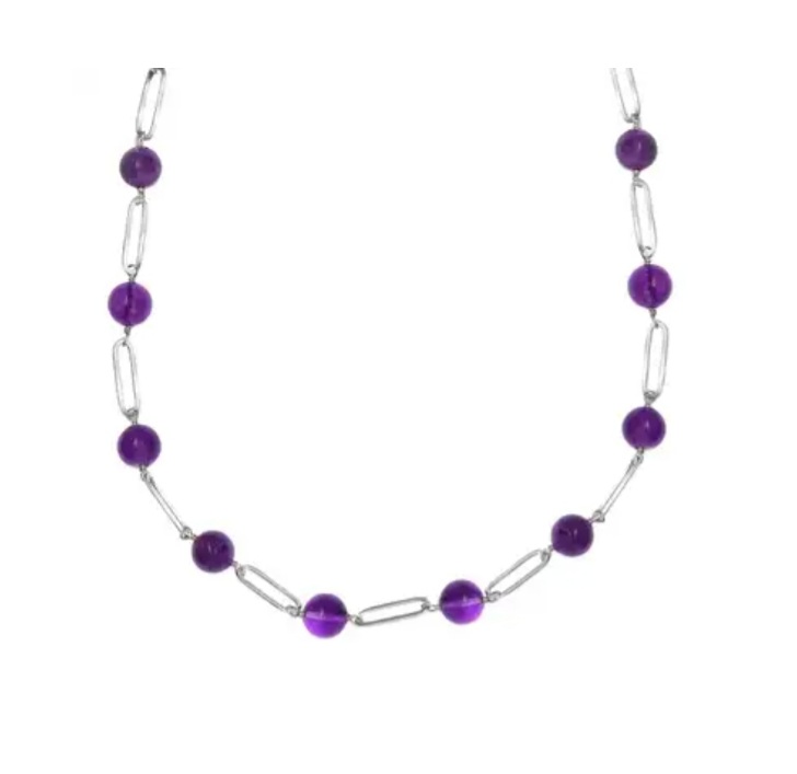 New! Amethyst Necklace in Stainless Steel - Image 3 of 4