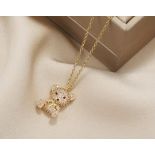 New! Cute Teddy Bear Pendant With Chain.