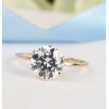 New! J Francis 9K Yellow Gold Solitaire Ring Made with SWAROVSKI ZIRCONIA