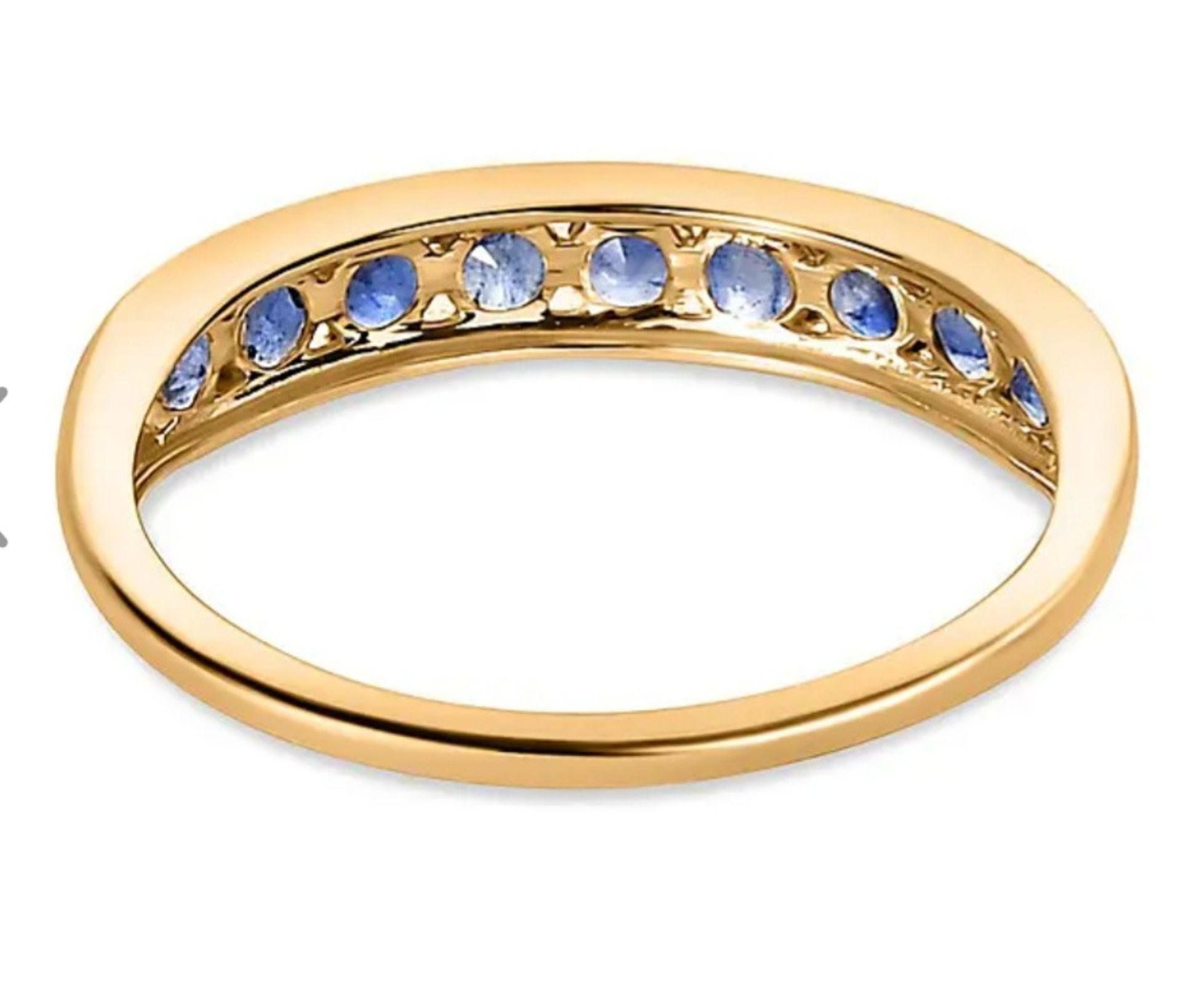 New! 9K Yellow Gold Masoala Sapphire Half-Eternity Band Ring - Image 5 of 5