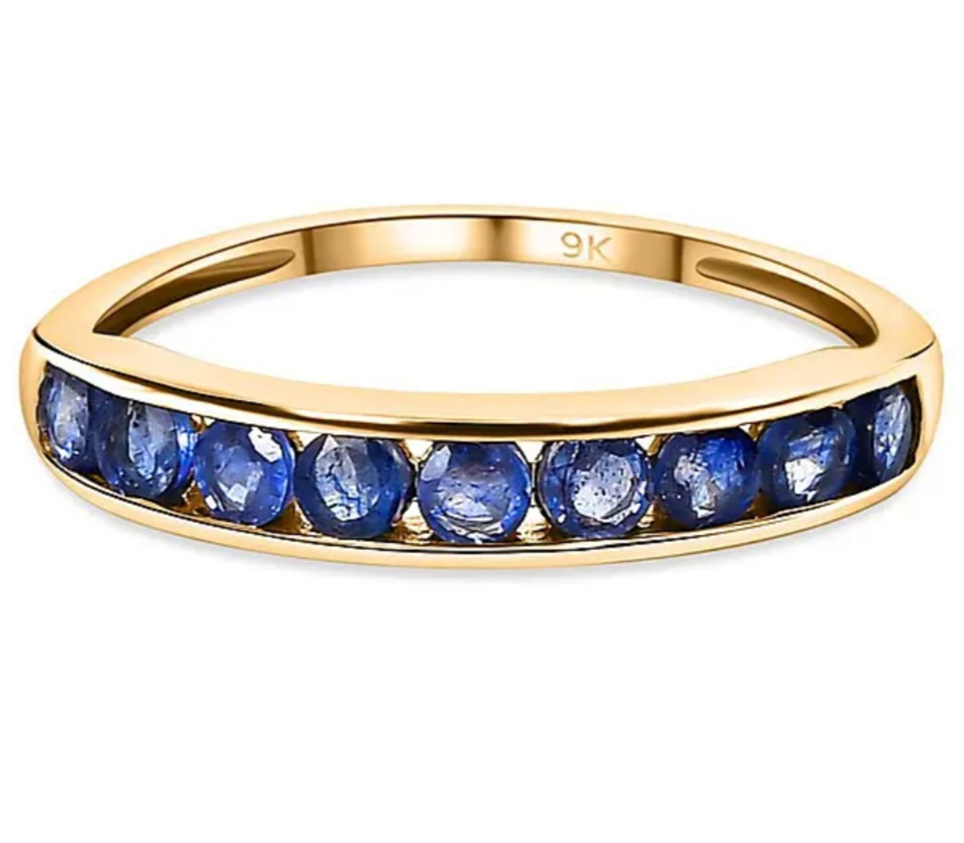 New! 9K Yellow Gold Masoala Sapphire Half-Eternity Band Ring - Image 3 of 5