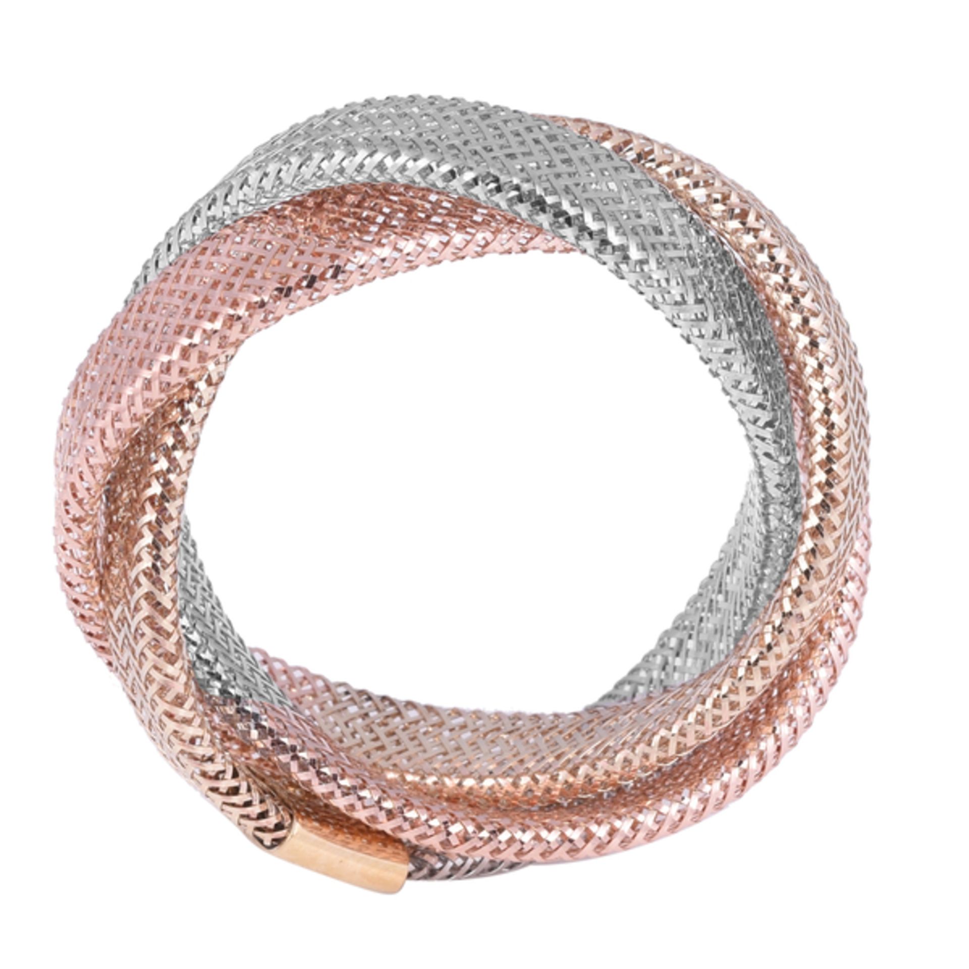 New! Maestro Collection - 9K Tricolour Gold Stretchable Mesh Ring - Image 4 of 5