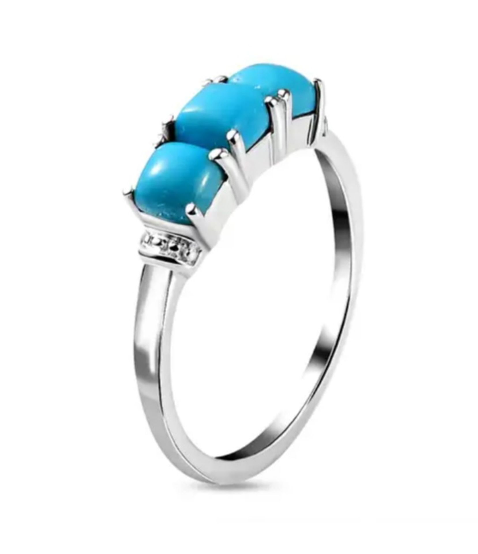 New! Arizona Sleeping Beauty Turquoise Triology Ring - Image 2 of 4