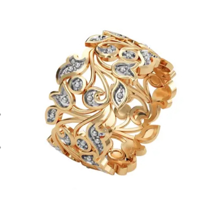 New! Designer Inspired- Diamond Leaf Ring in 18K Vermeil Yellow Gold Overlay Sterling Silver - Image 2 of 3