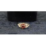 9ct Gold Garnet Cluster Ring