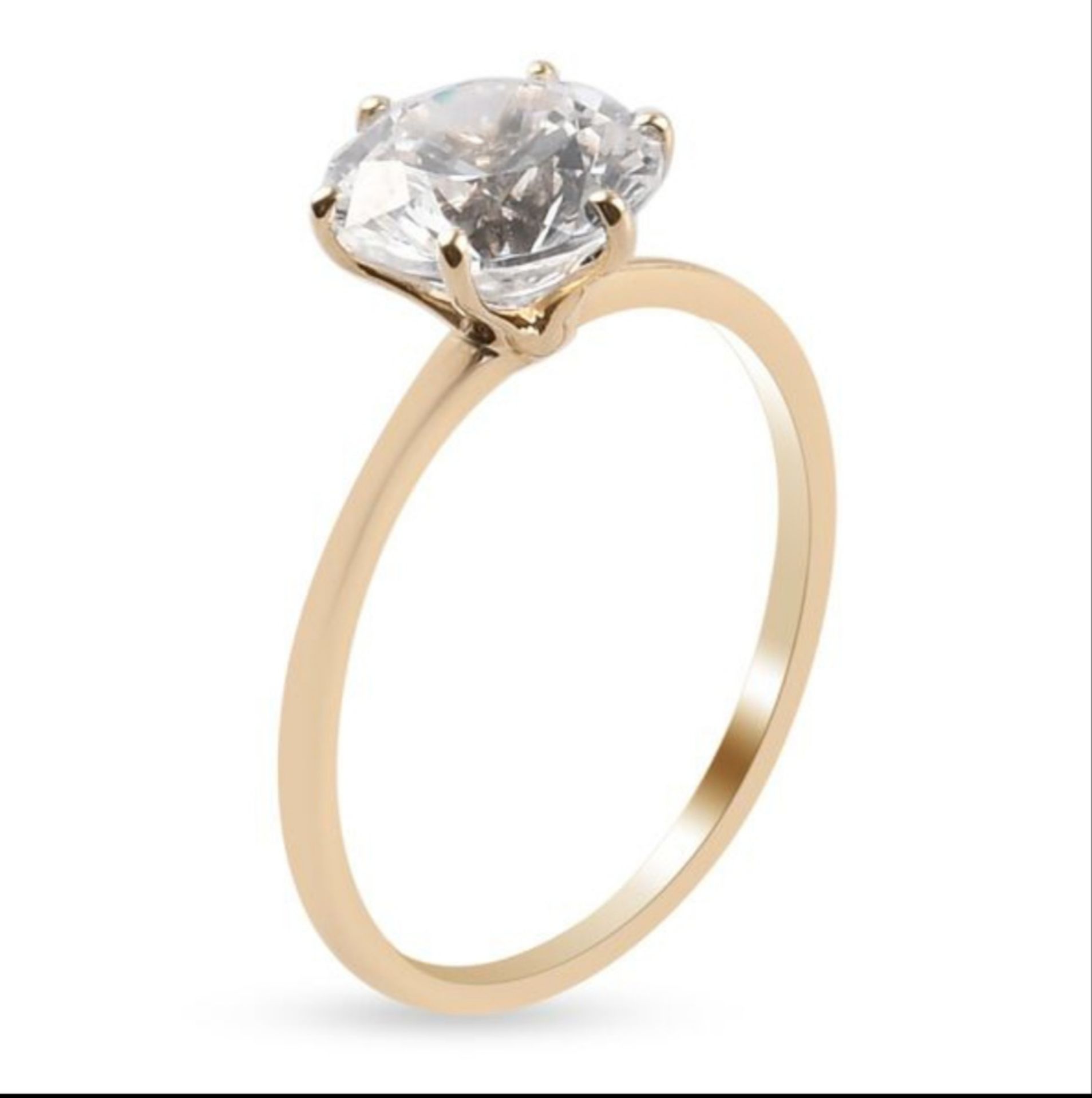 New! J Francis 9K Yellow Gold Solitaire Ring Made with SWAROVSKI ZIRCONIA - Image 3 of 3