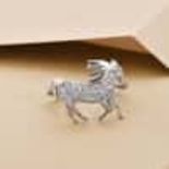 New! Elanza Simulated CZ Unicorn Ring in Platinum Overlay Sterling Silver