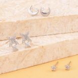 New! Set of 3 - Simulated Diamond Pinset Earrings